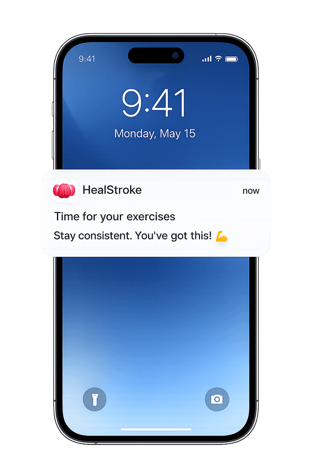 HealStroke exercise reminder on iPhone lock screen