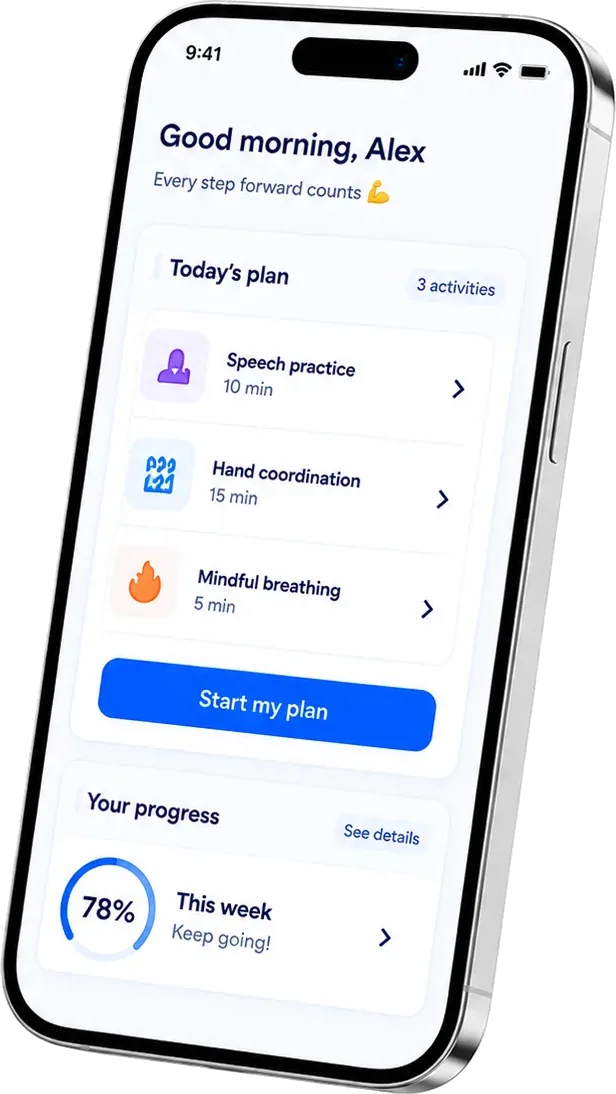 HealStroke app showing today's recovery plan
